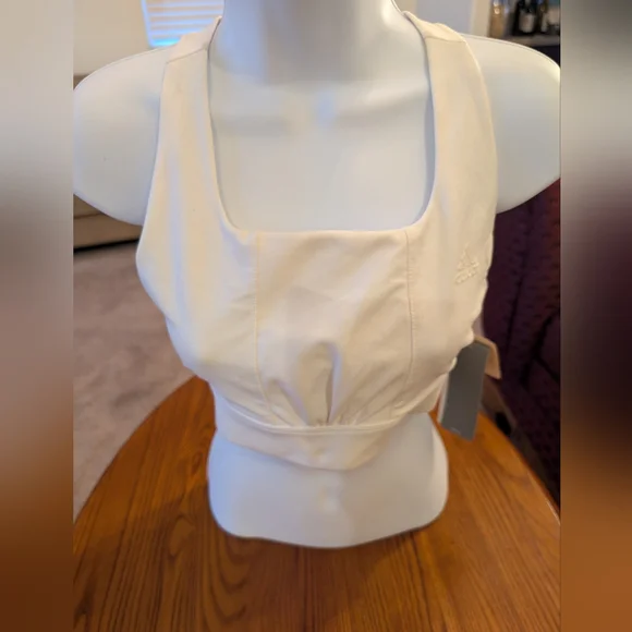 Adidas Soft Touch White Sports Bra, Size L - NEW - Picture 1 of 9